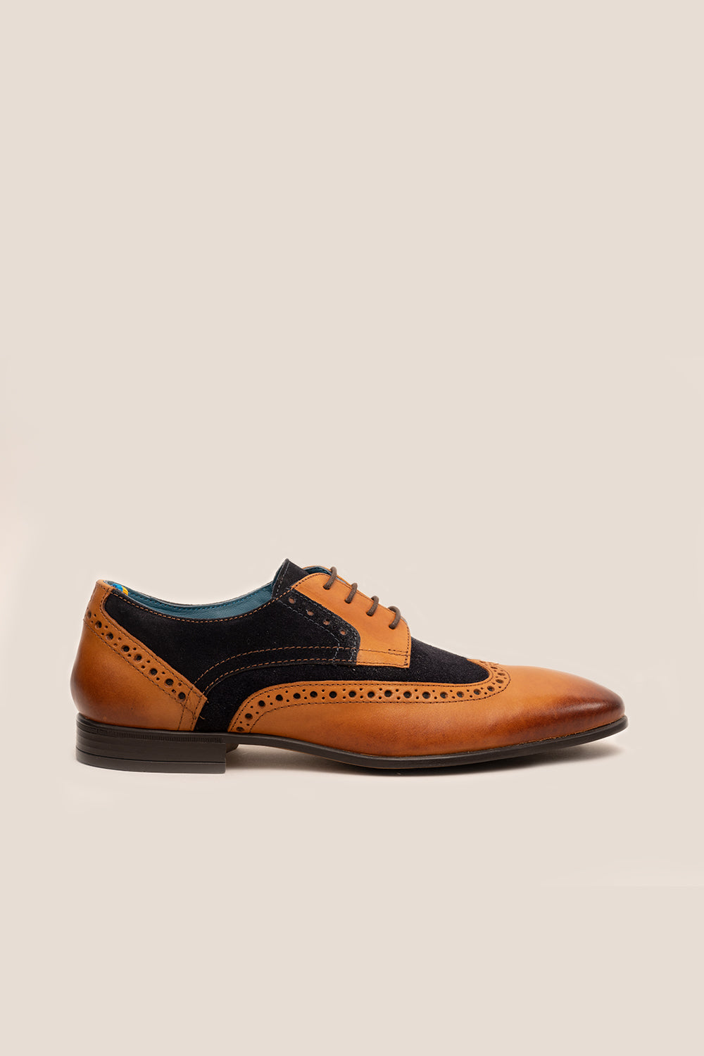 Mens Italian Leather & Suede Laced Smart Casual Brown Navy Black Designer  Shoes: Buy Online - Happy Gentleman United States