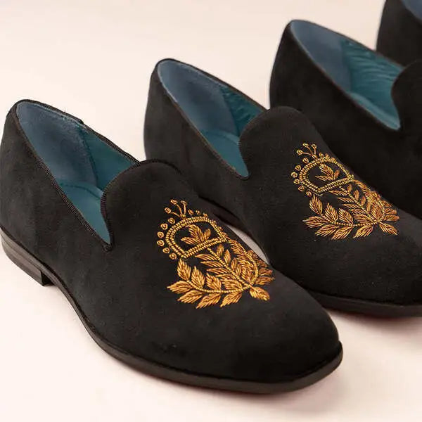 Smoking slippers with gold hand embroidery