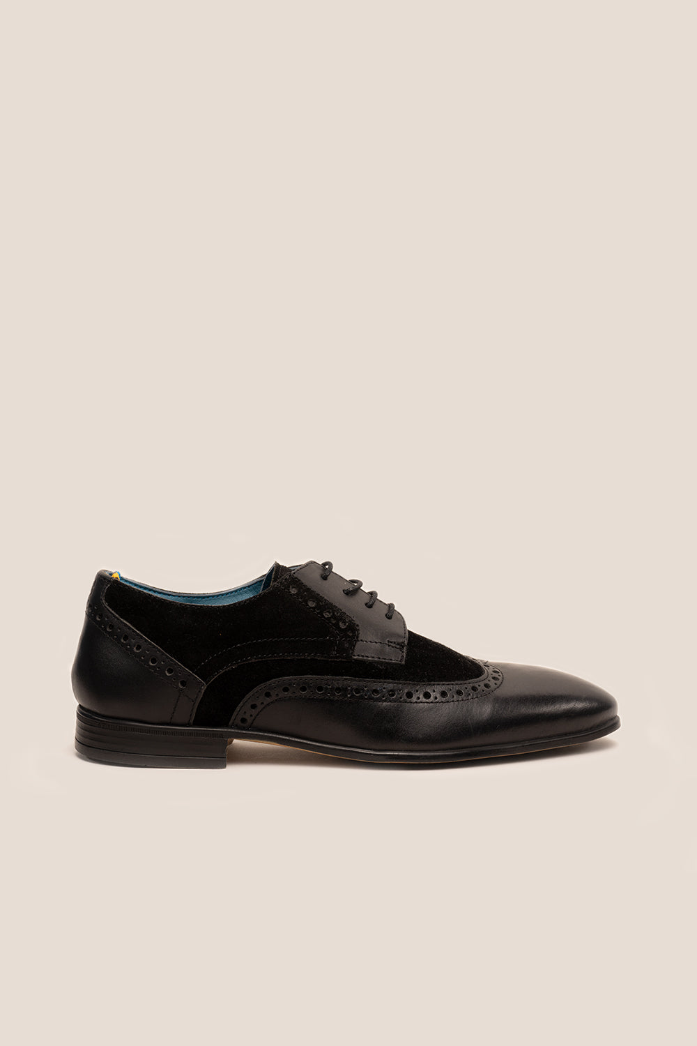 Miles Black Leather Mens Brogue Shoes | Office Wedding Derby | Oswin ...