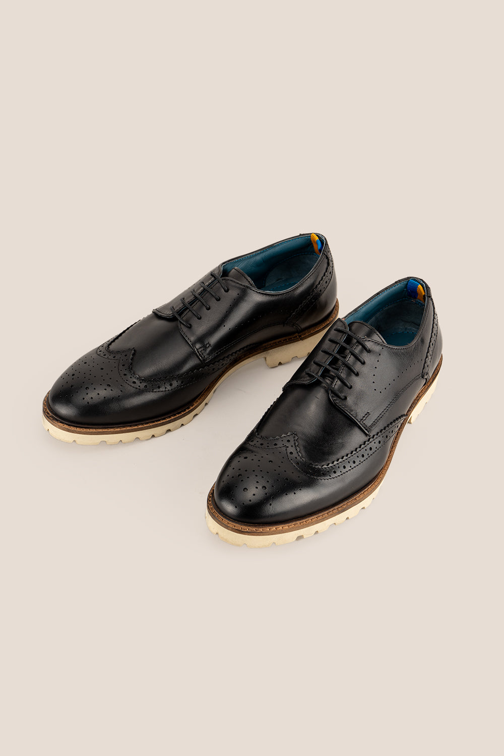 Eli Black Mens Leather Brogues | Wide Fit Smart Shoes | Oswin Hyde