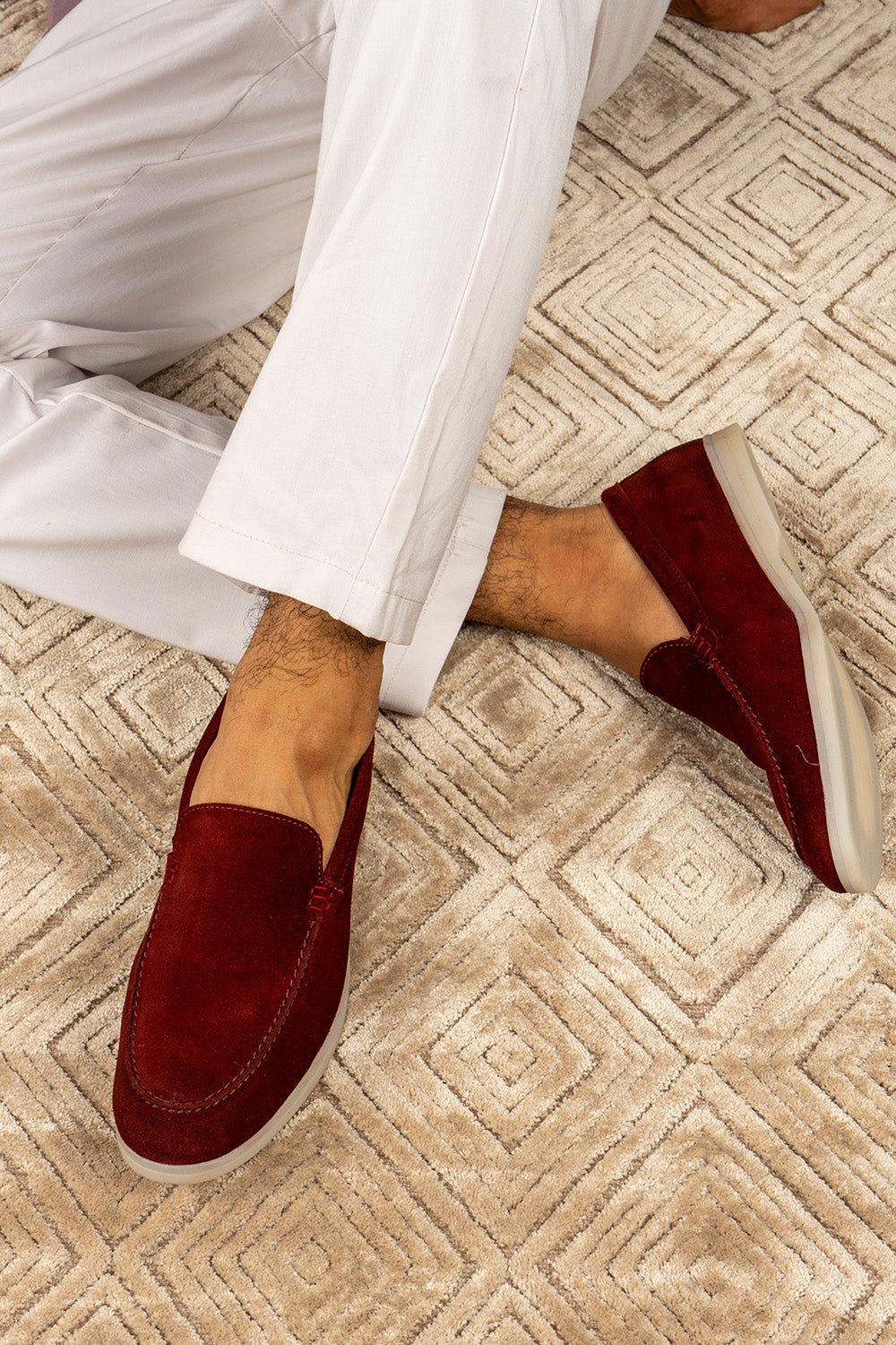 Cole red suede loafers oswin hyde