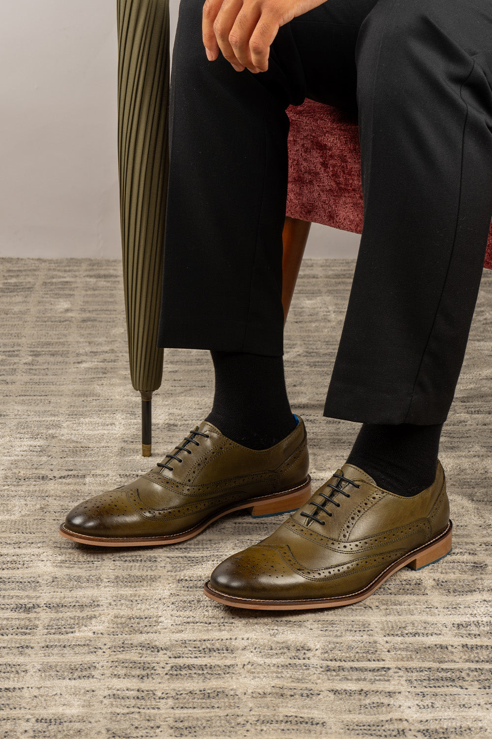 Oswin hyde winston green leather oxford brogue