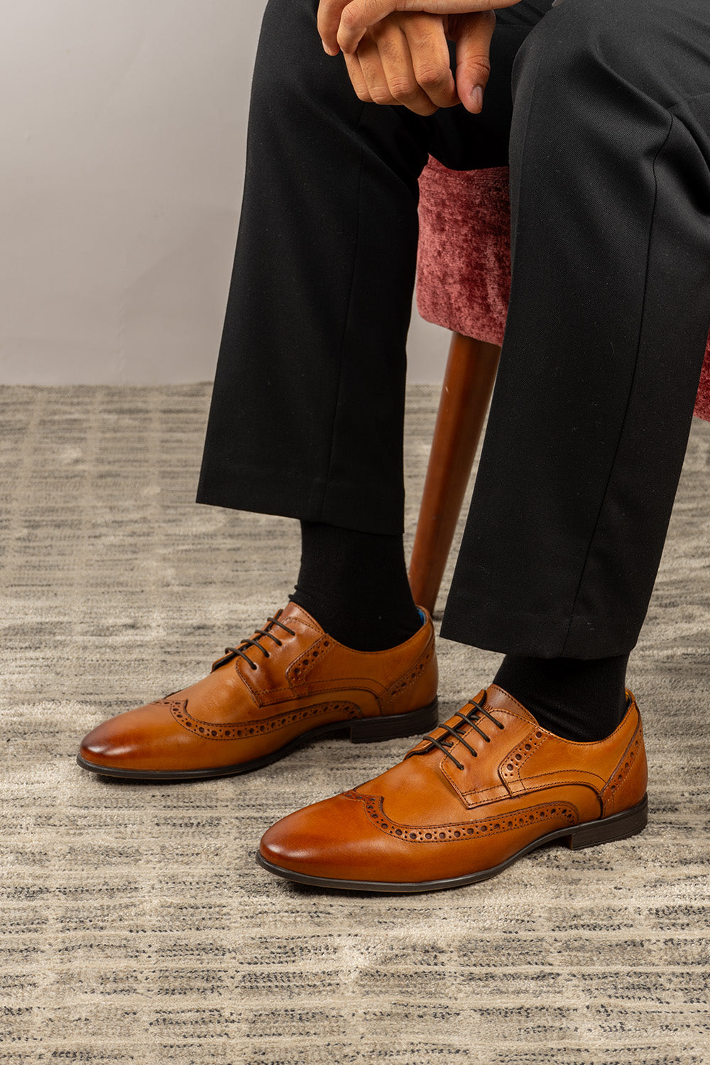 Miles Tan Leather Brogue Shoes Oswin Hyde