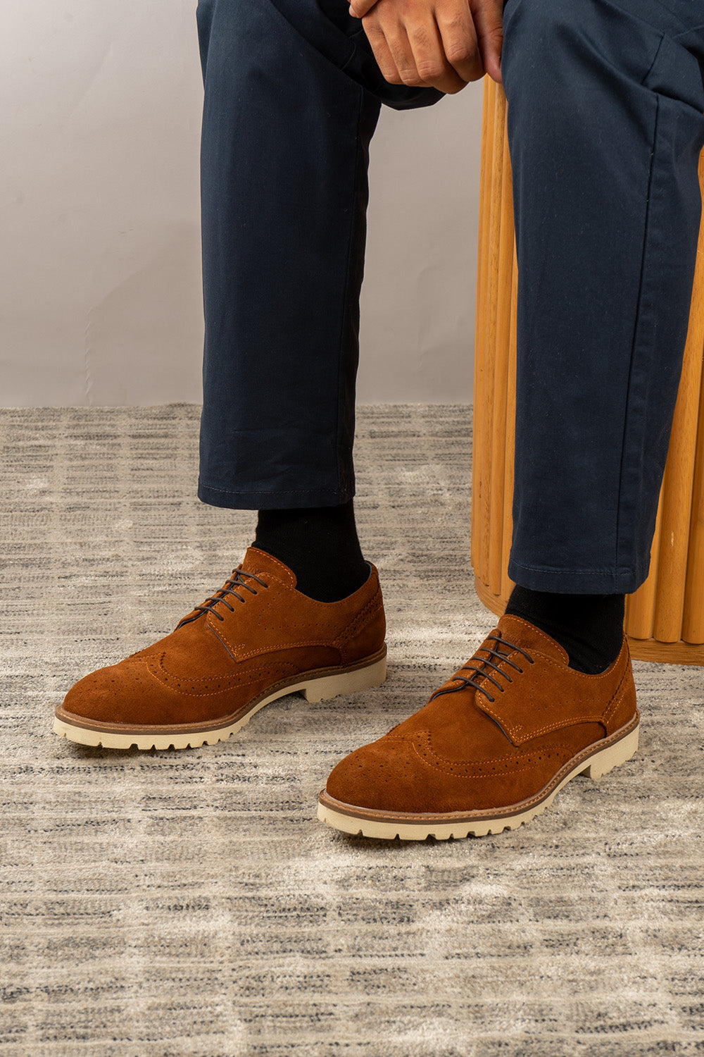 Eli brown suede mens derby brogues | Oswin Hyde