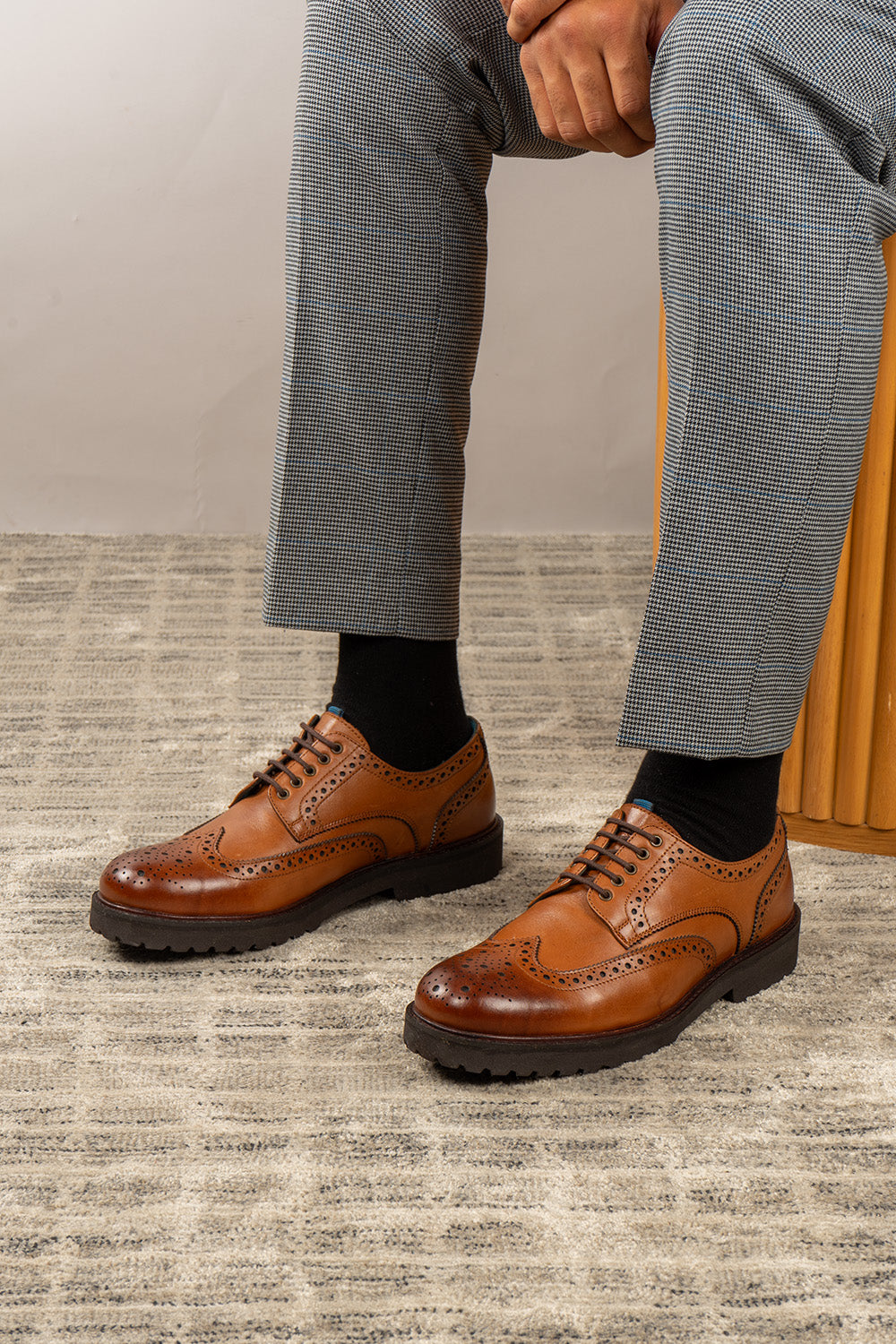 Gordon Tan Men's Leather Derby Brogue Shoe | Oswin Hyde