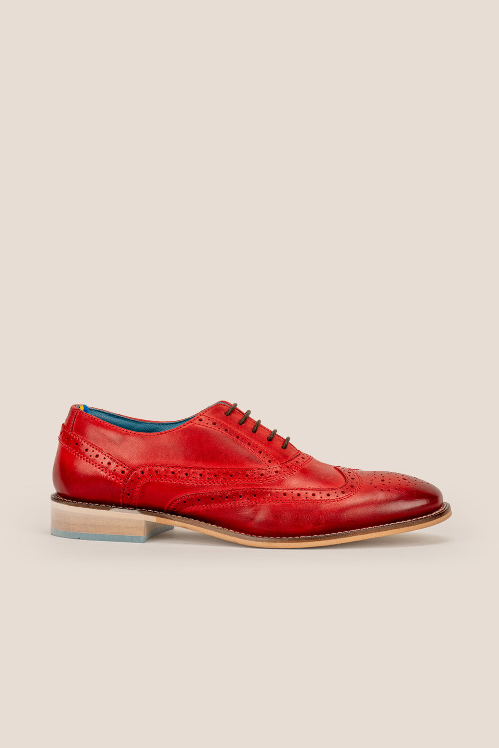 Oswin hyde cherry leather oxford wingtip brogue shoes