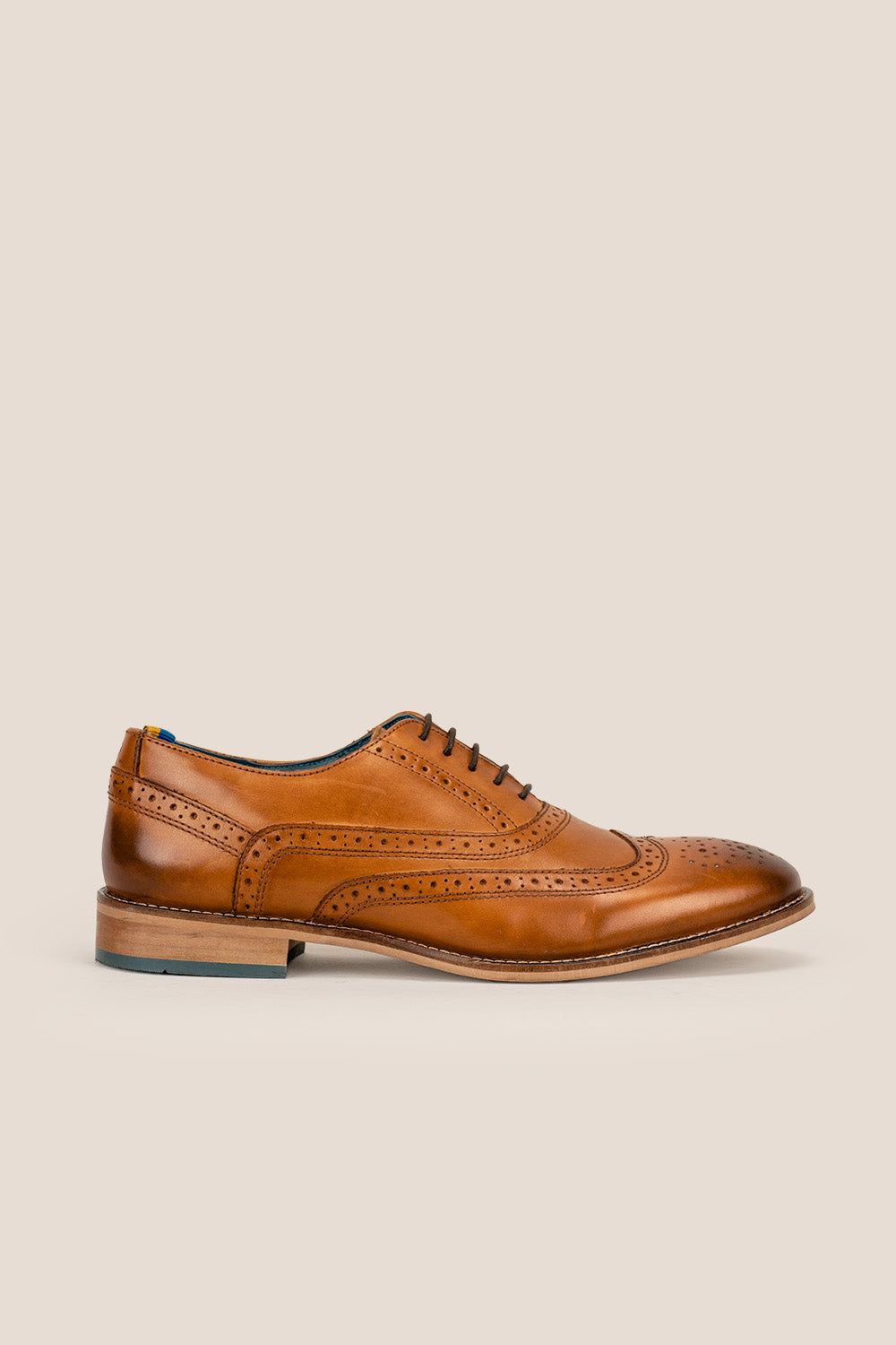 Winston tan brogue wingtip oxford shoes for men by oswin hyde