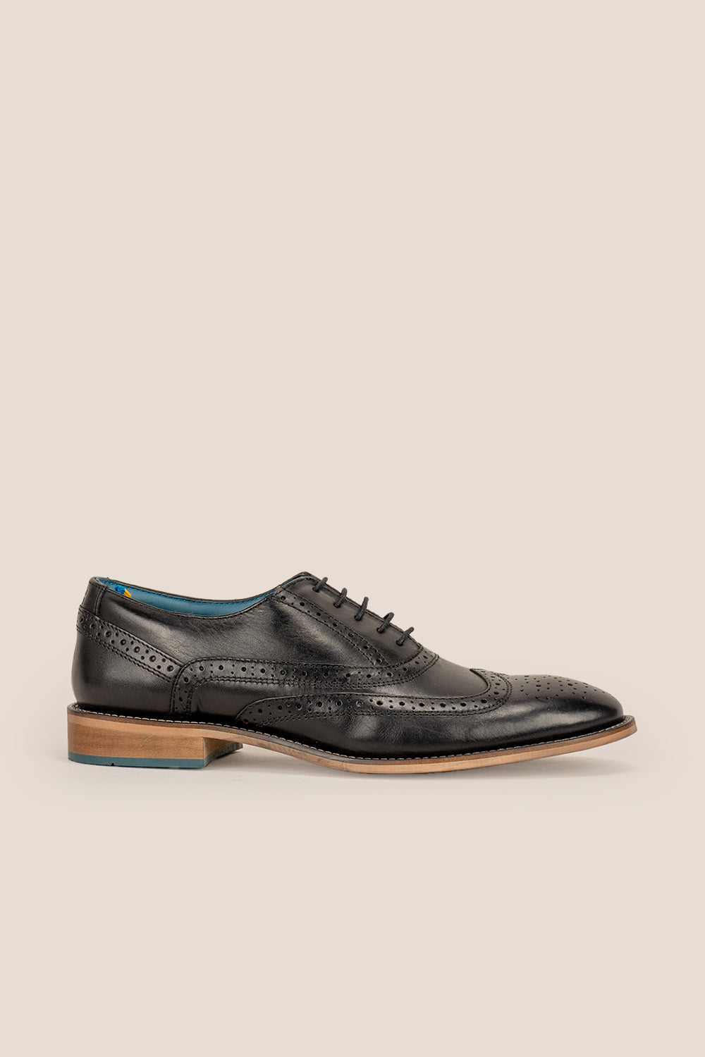 Winston Mens Black Leather Oxford Brogue shoes | Oswin Hyde