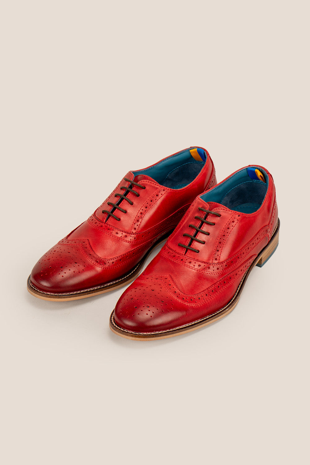 Oswin hyde cherry leather oxford wingtip brogue shoes