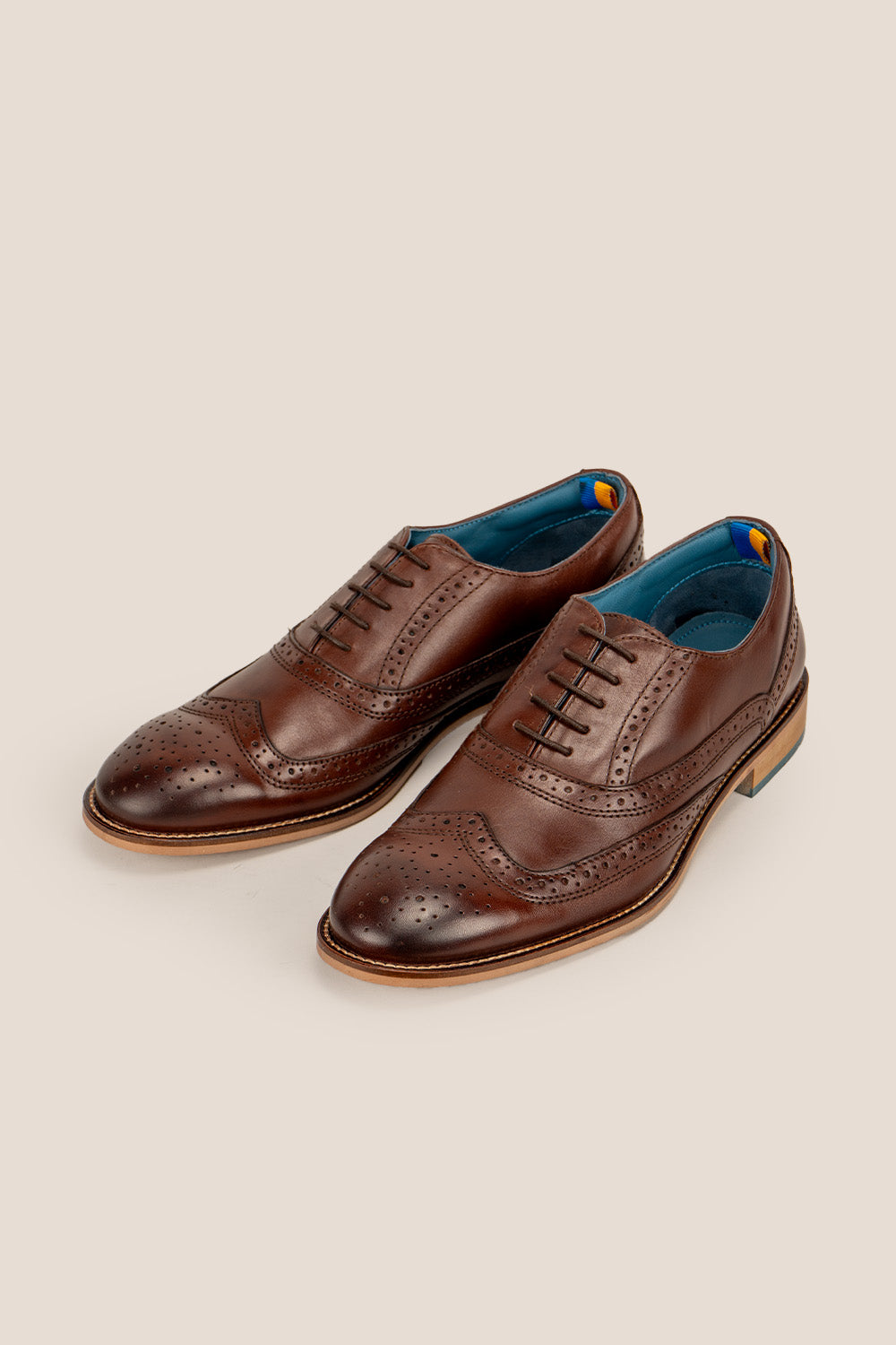 Winston Brown Mens Leather Oxford Brogue Shoes | Oswin Hyde