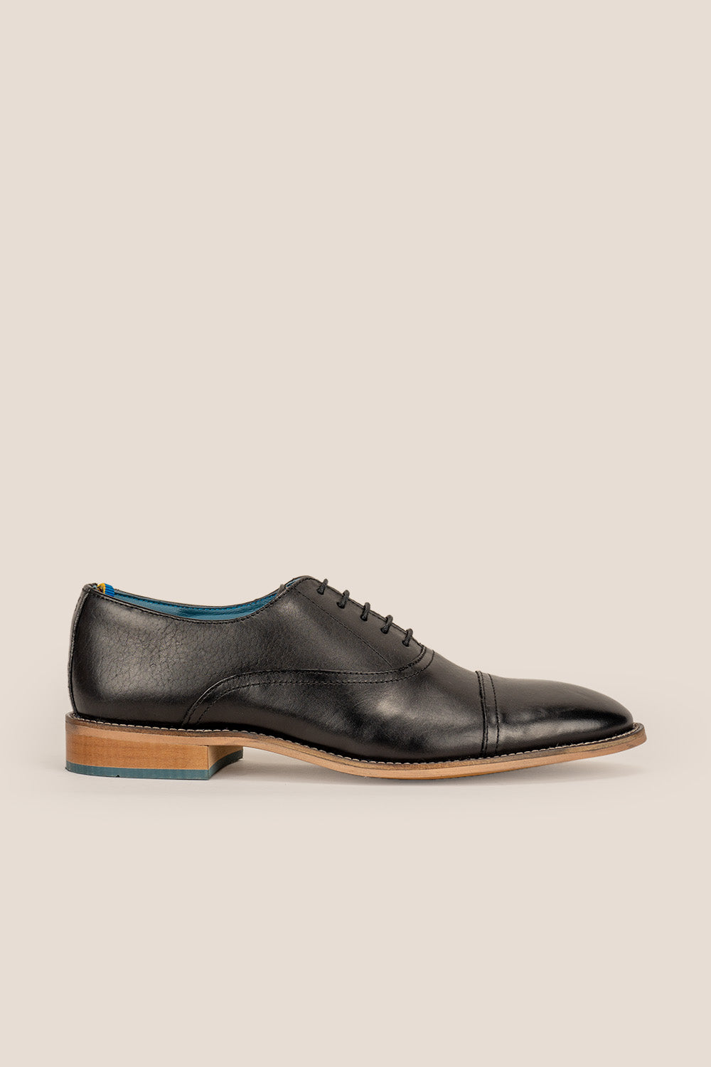 Oswin Hyde Black Leather Toecap Oxford shoe