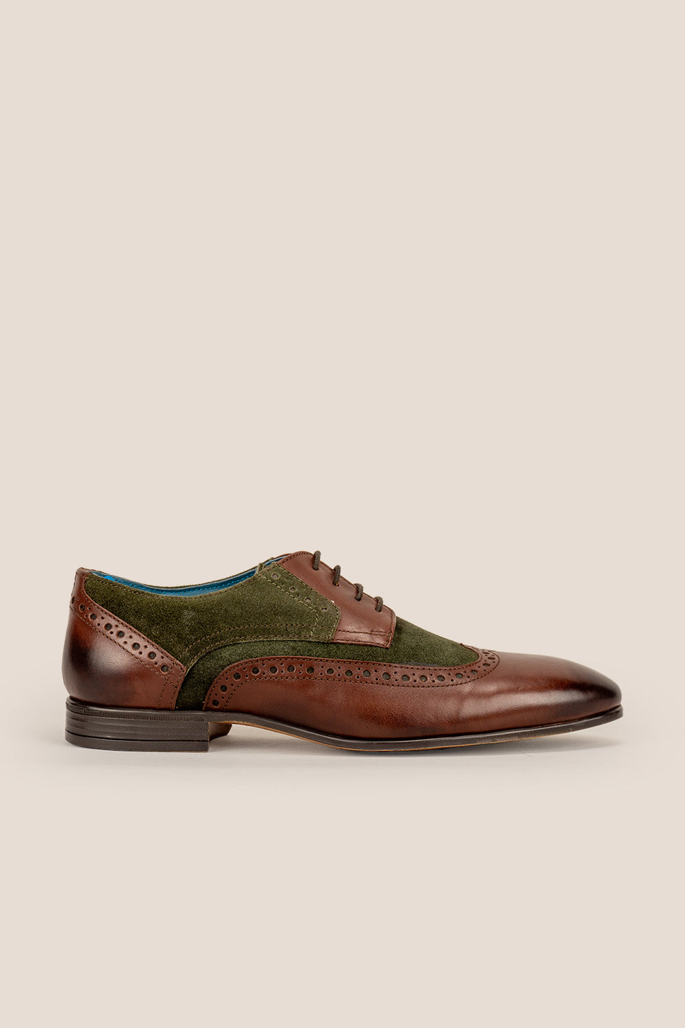 Miles Brown Green Leather/Suede Brogue Shoes Oswin Hyde