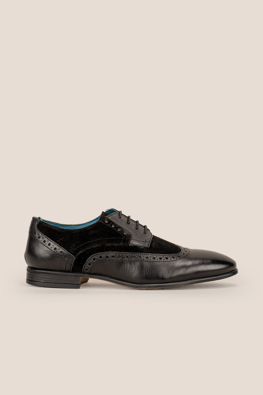 Miles Black Leather/Suede Brogue Shoes Oswin Hyde