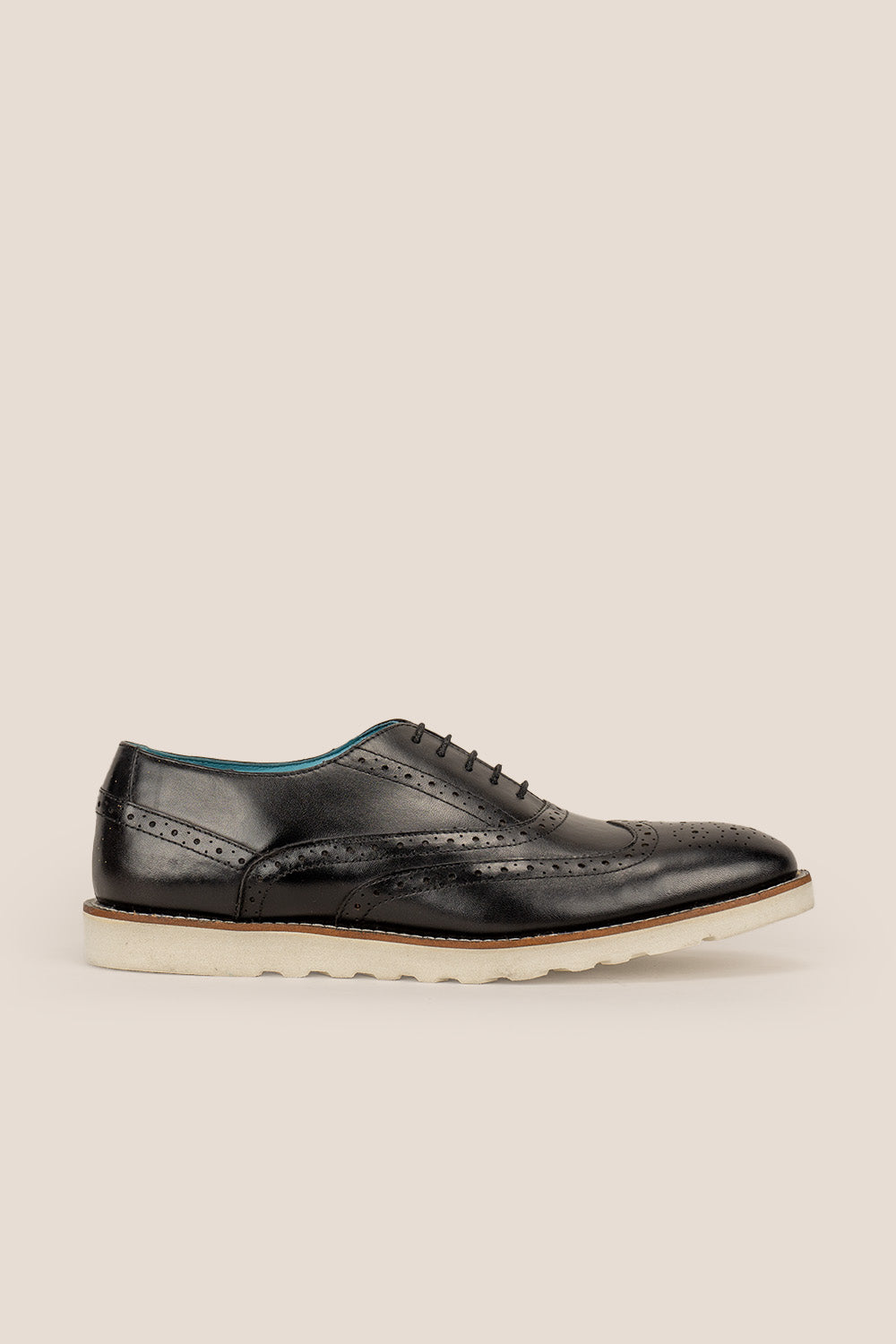 Mens Black Leather Brogue Trainers Oswin Hyde