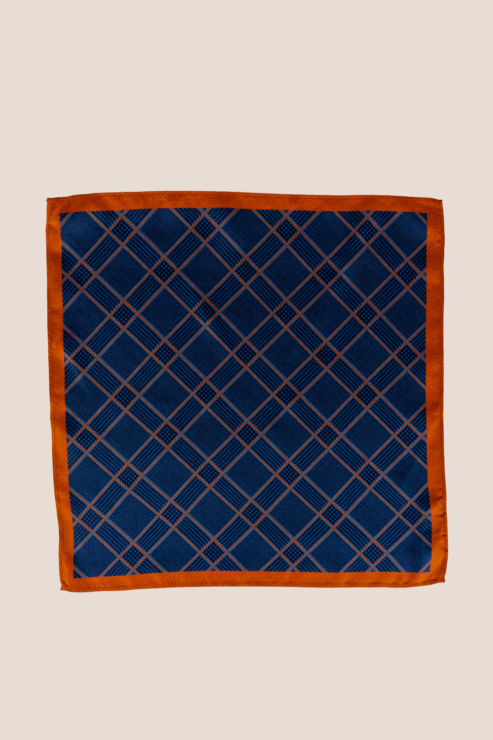 Navy Symmetrical Line Silk Handkerchief Oswin Hyde