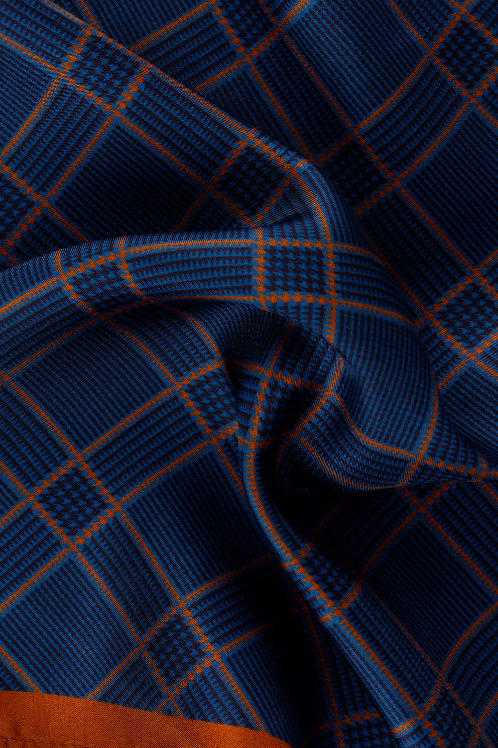 Navy Symmetrical Line Silk Handkerchief Oswin Hyde