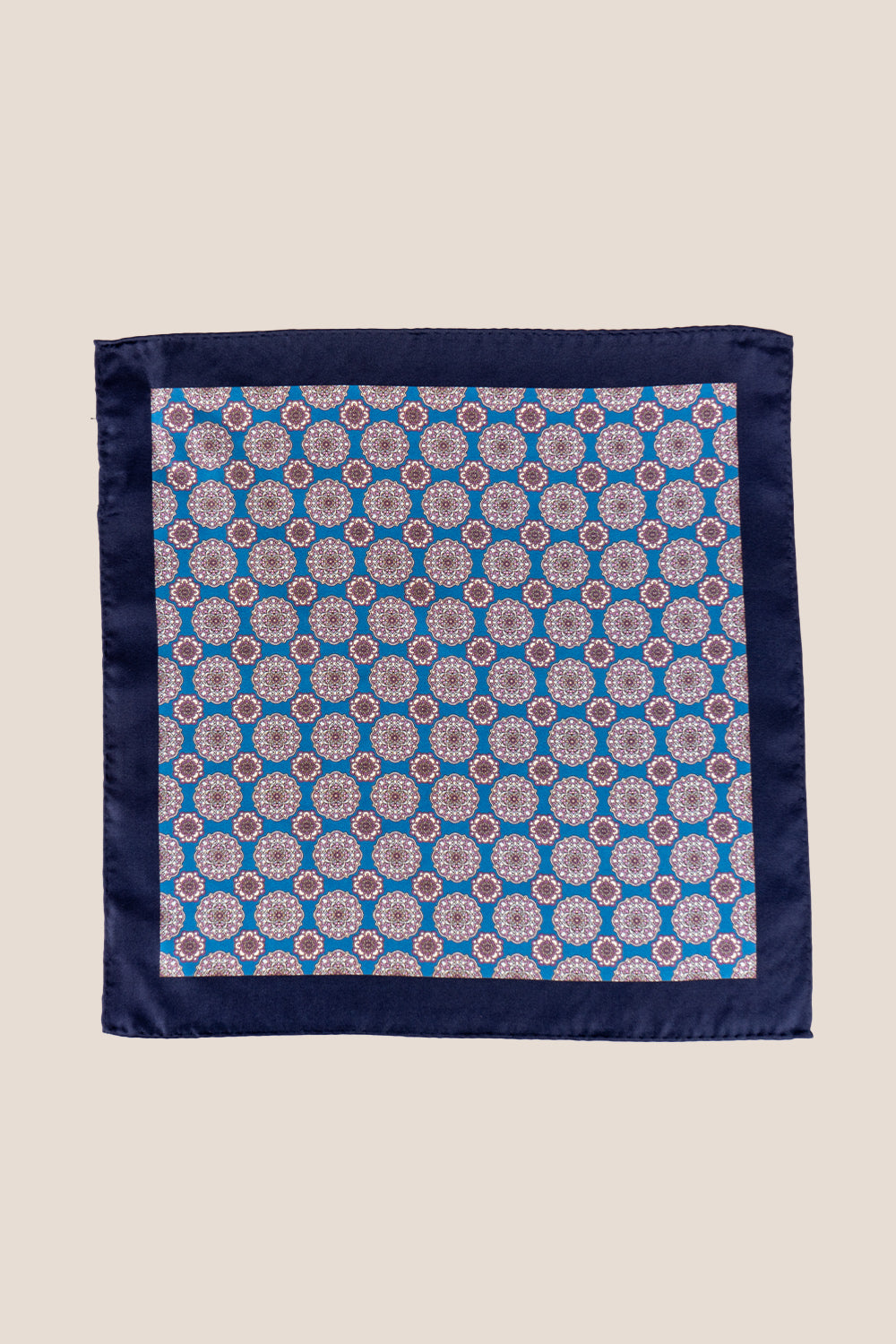 Blue Geometric Pattern Silk Handkerchief Oswin Hyde