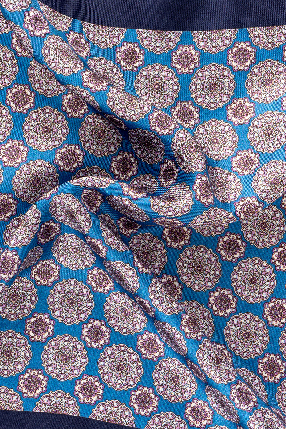 Blue Geometric Pattern Silk Handkerchief Oswin Hyde