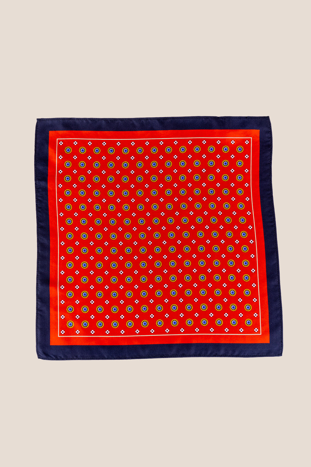 Red Geometric Pattern Silk Handkerchief Oswin Hyde