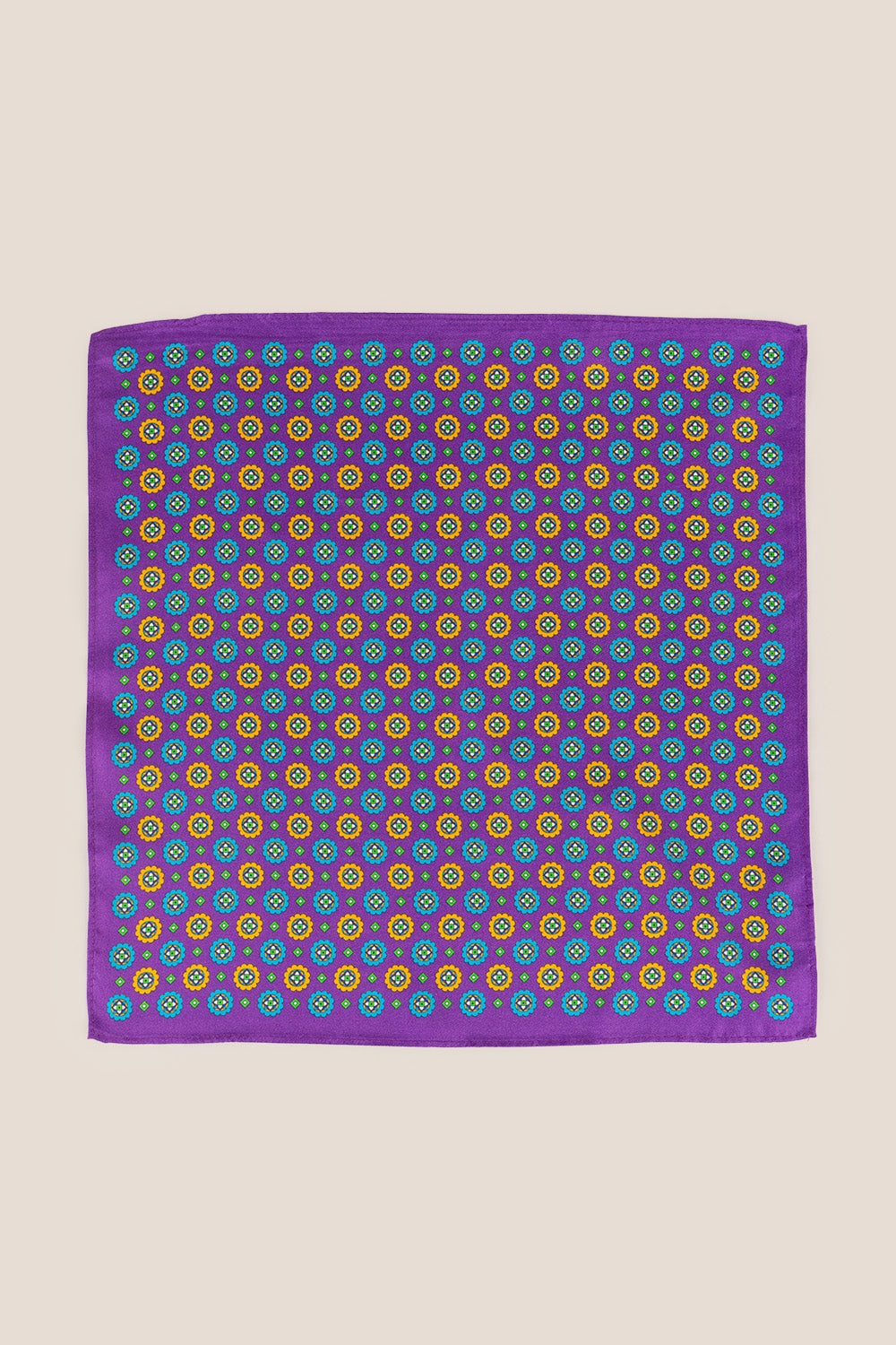 Purple Geometric Pattern Silk Handkerchief Oswin Hyde