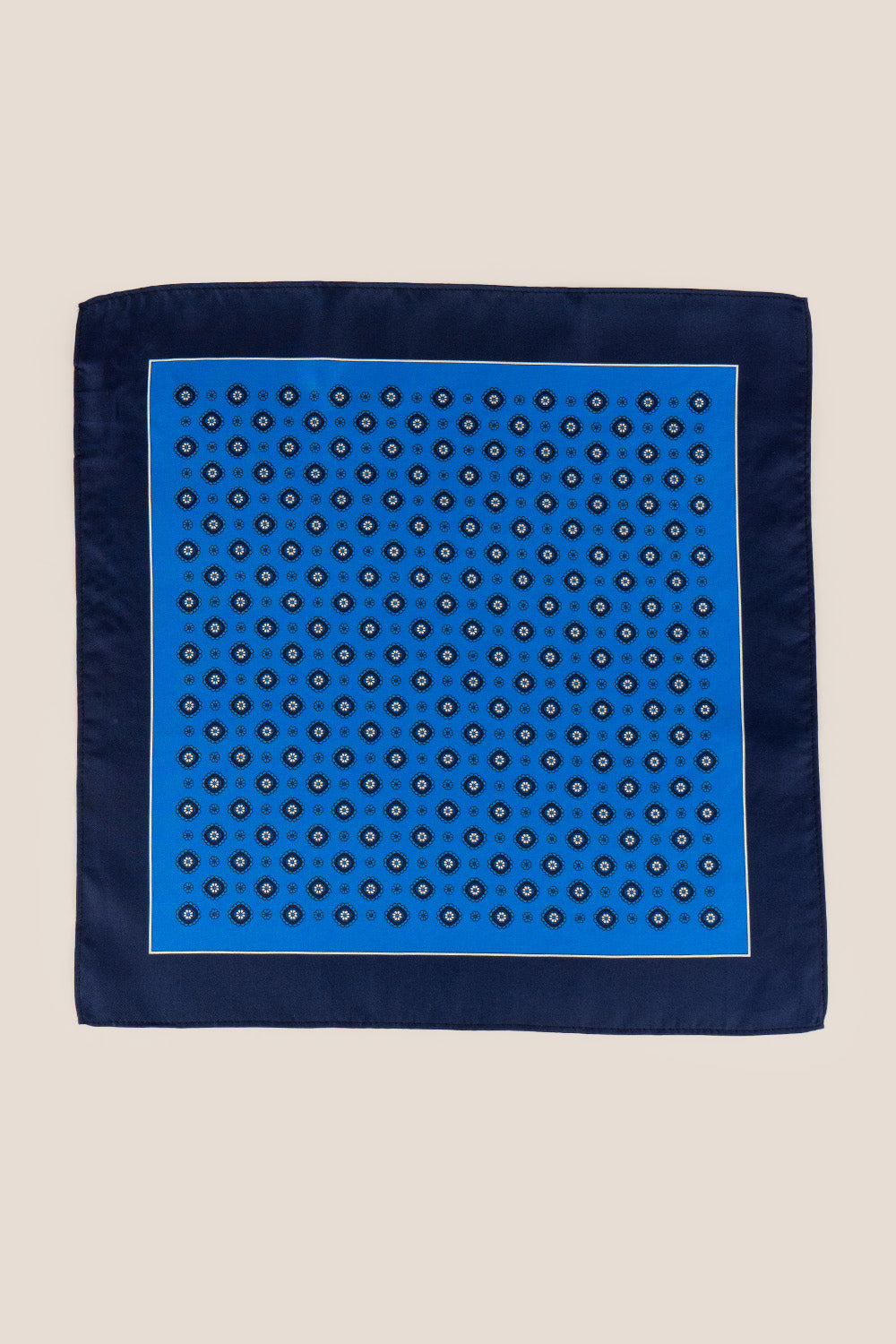 Navy Geometric Pattern Silk Handkerchief Oswin Hyde