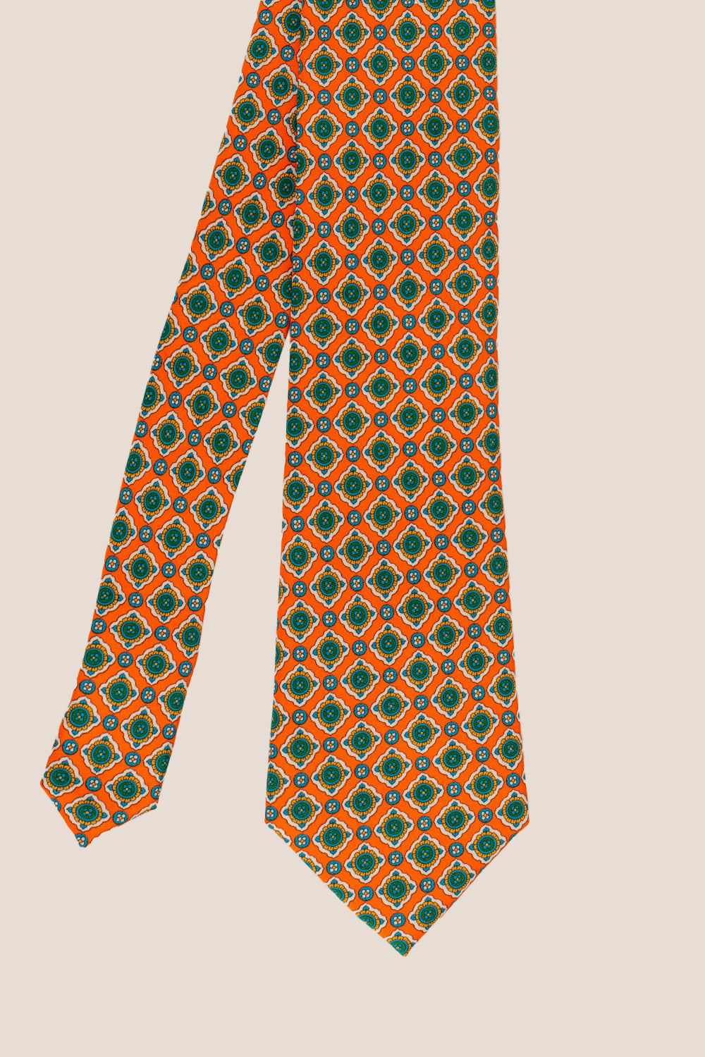 Orange Geometric Pattern Silk Tie Oswin Hyde