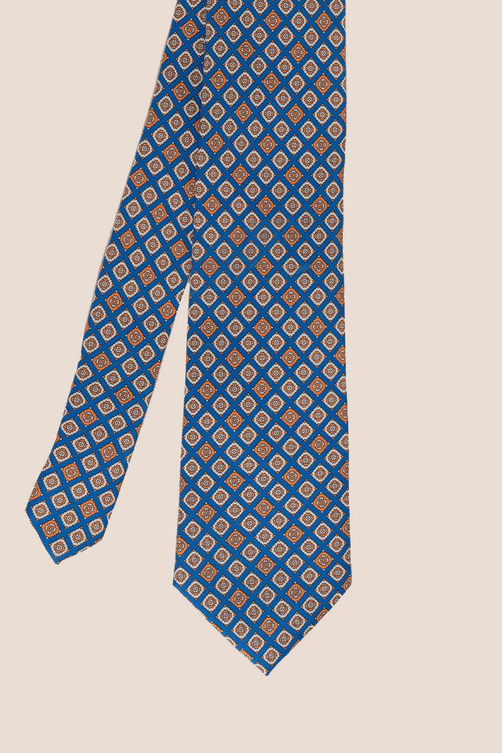 Light Blue Geometric Pattern Silk Tie Oswin Hyde