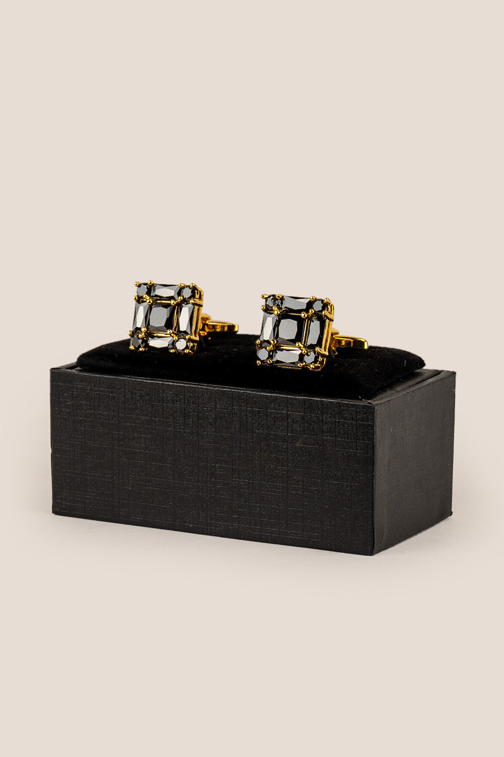 Mens zirk onyx gold cufflinks square | oswin hyde