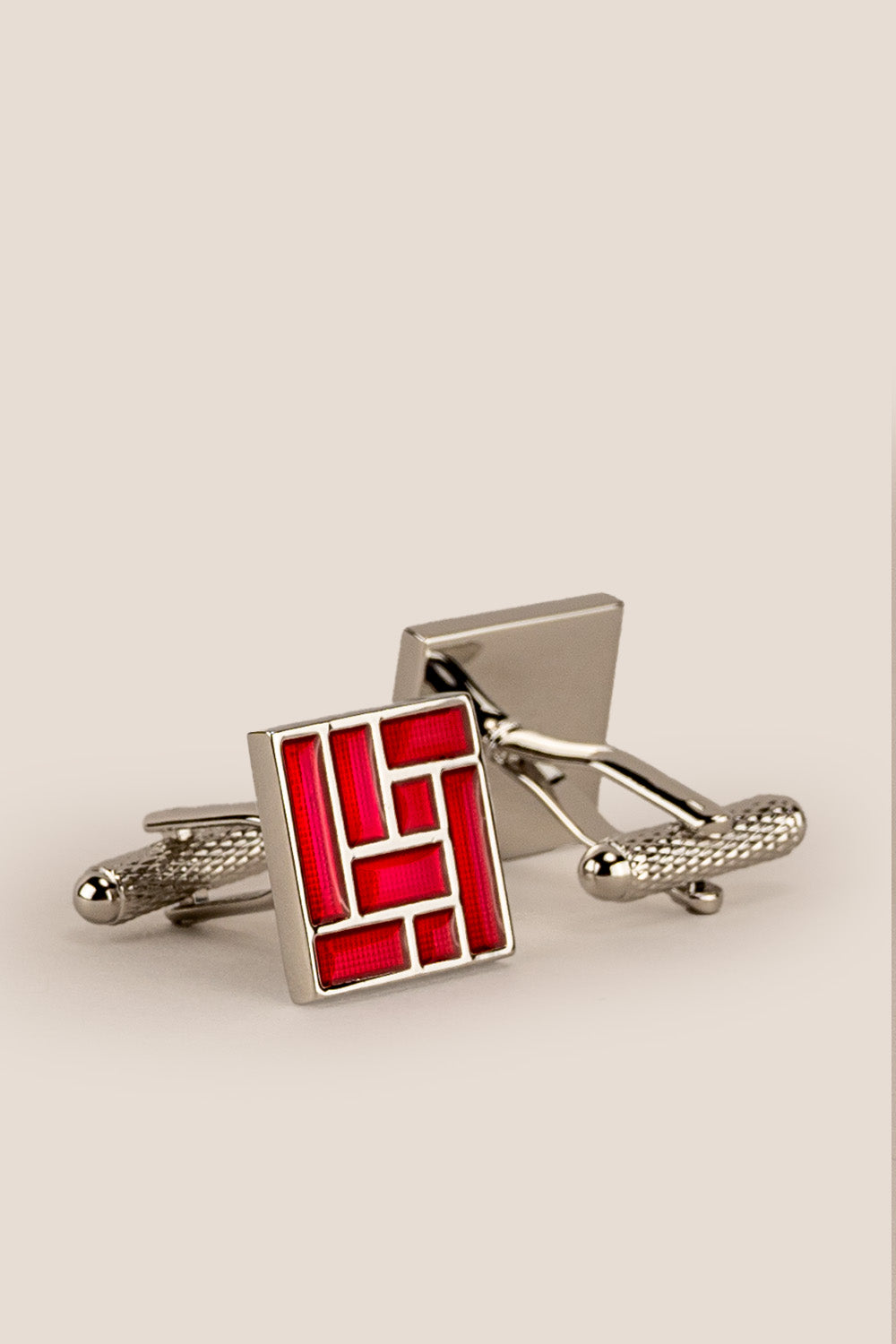 Mens ace red silver cufflinks square | oswin hyde