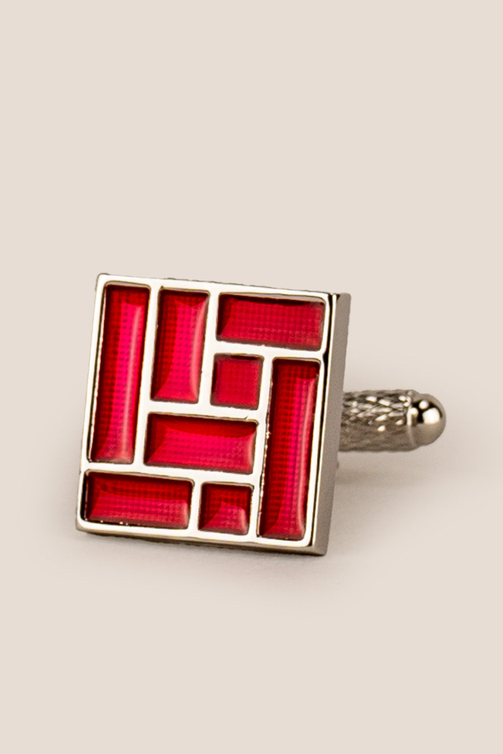 Mens ace red silver cufflinks square | oswin hyde