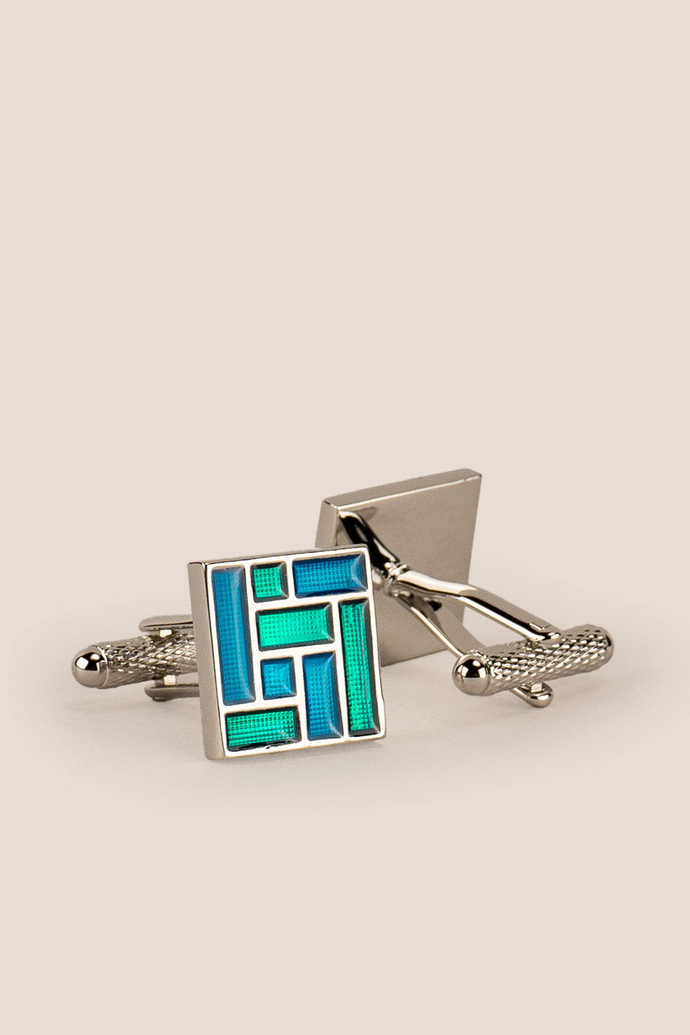 Mens ace blue silver cufflinks square turquoise | oswin hyde