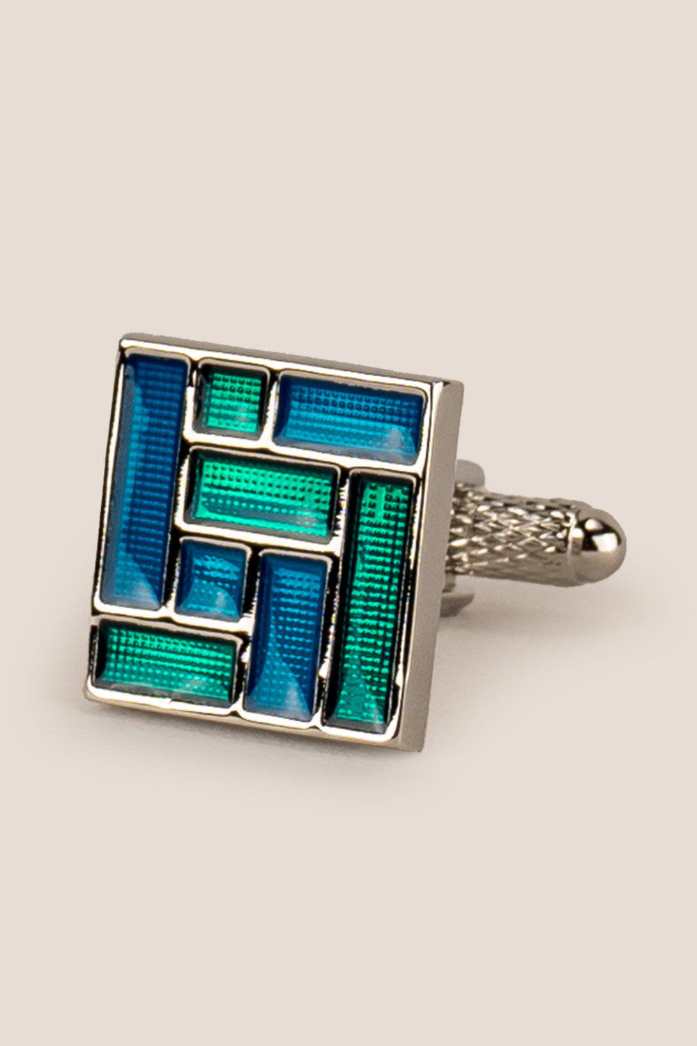 Mens ace blue silver cufflinks square turquoise | oswin hyde