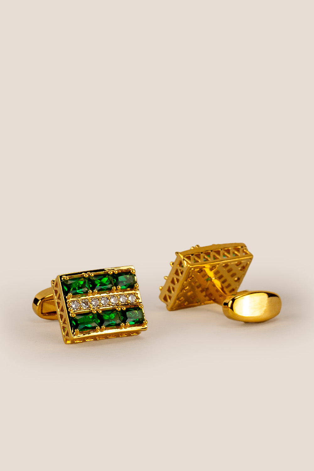 Mens fitz emerald gold cufflinks square | oswin hyde