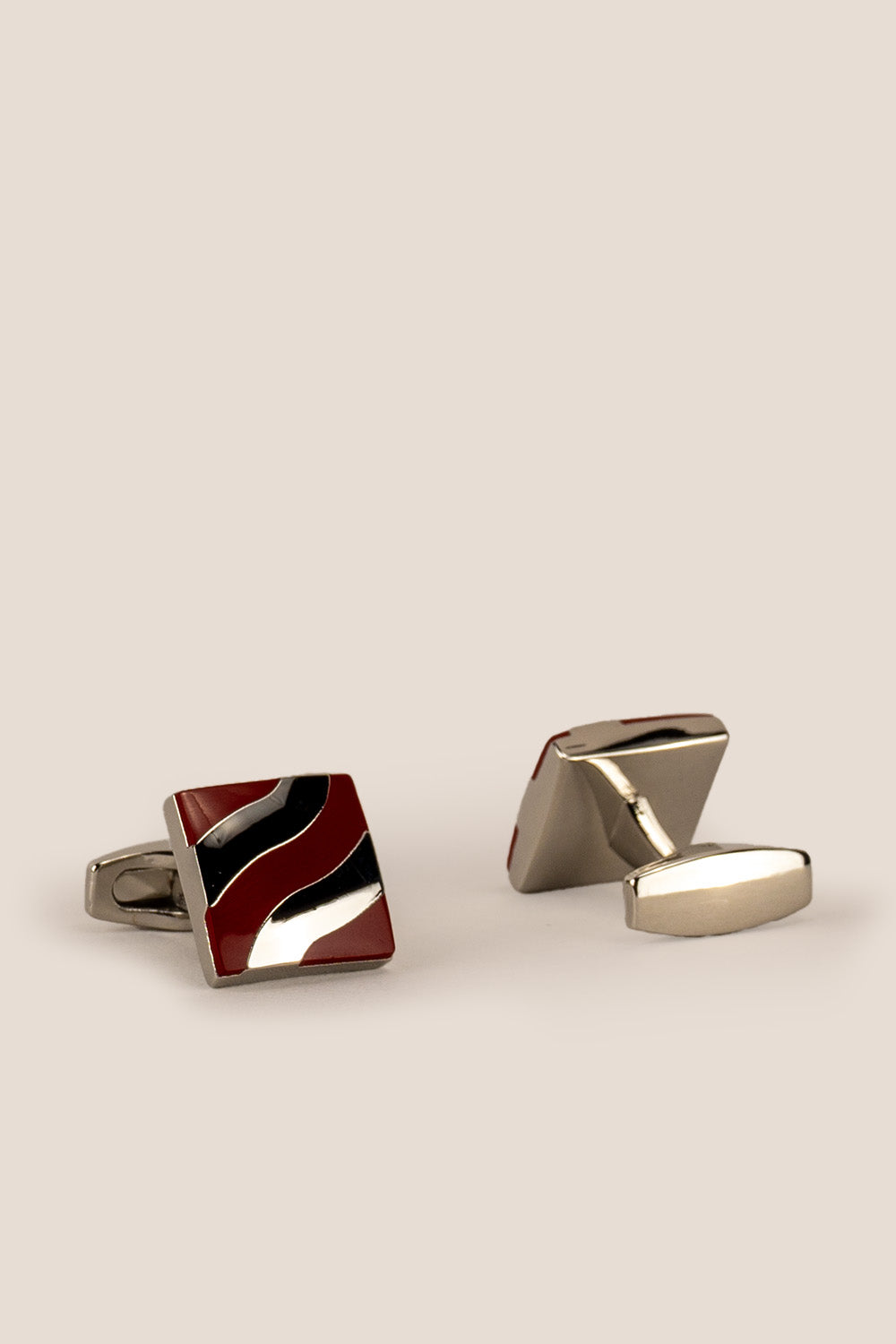 Mens kirk red silver cufflinks square | oswin hyde