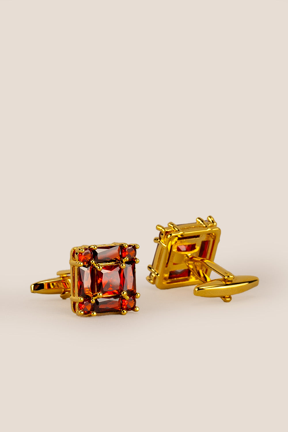 Mens zirk ruby gold cufflinks square | oswin hyde