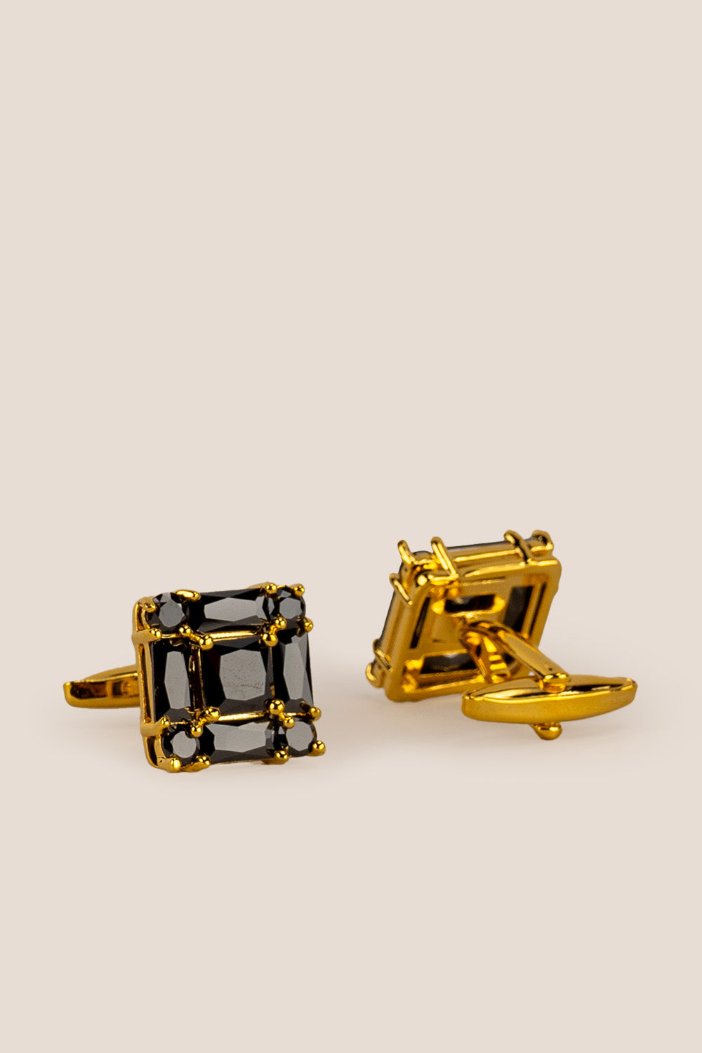 Mens zirk onyx gold cufflinks square | oswin hyde