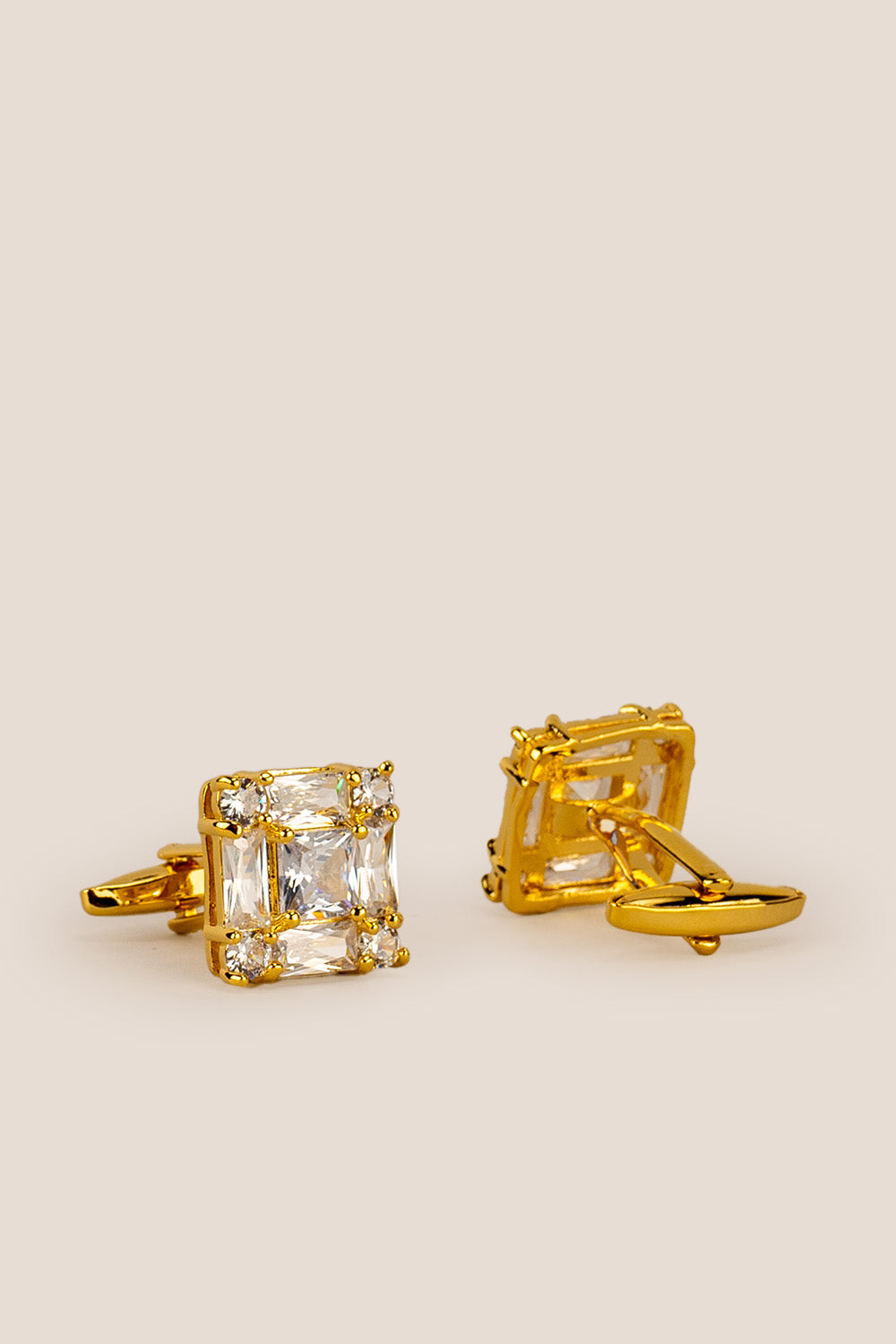 Mens zirk cubic gold cufflinks square | oswin hyde