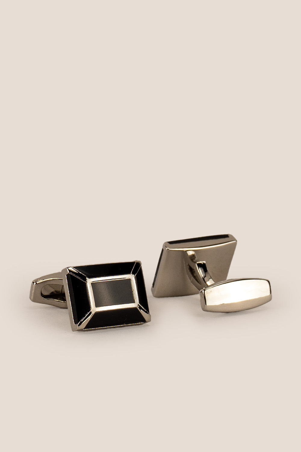 Mens gord black silver cufflinks square | oswin hyde