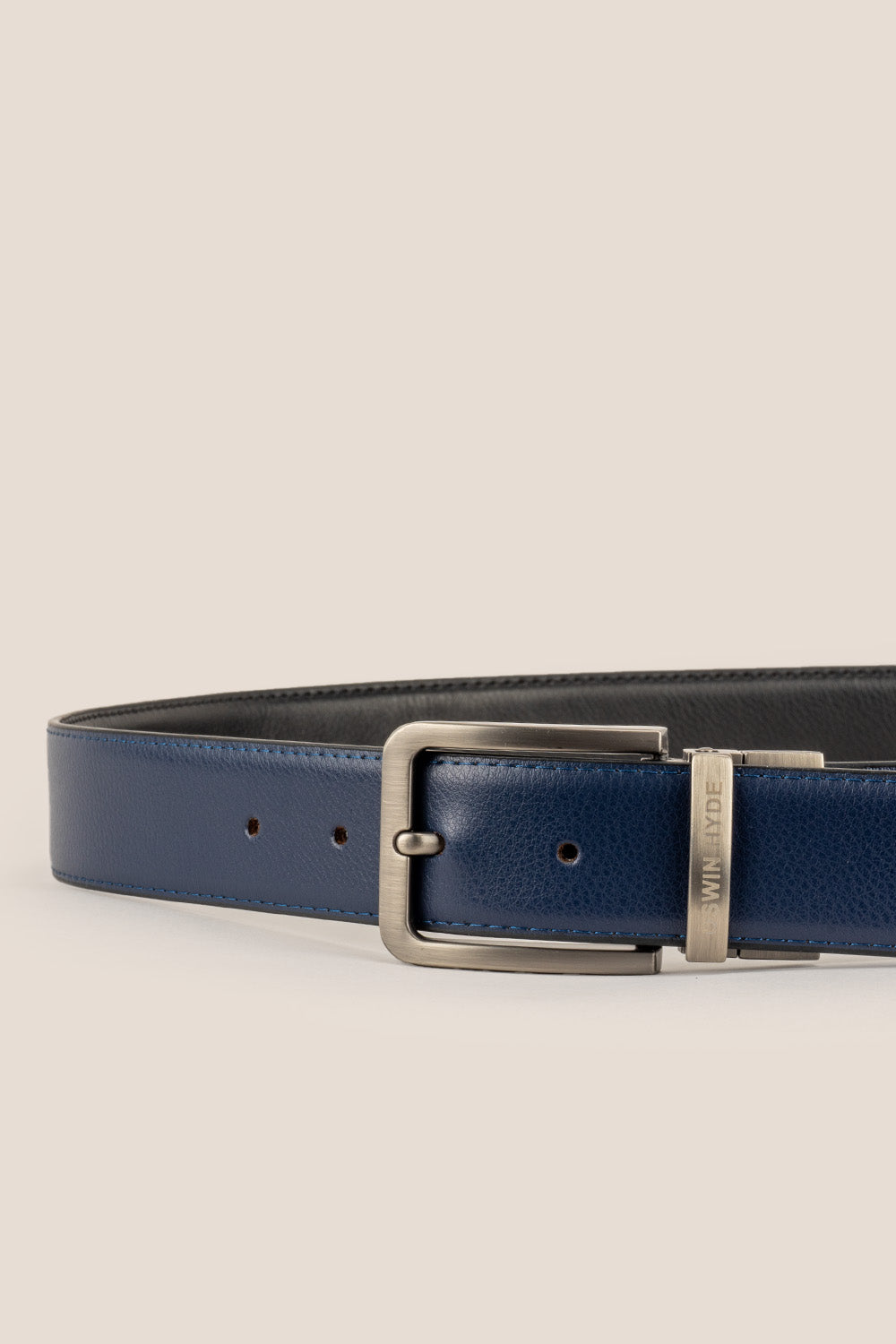 jim black-navy mens leather belt | oswin hyde