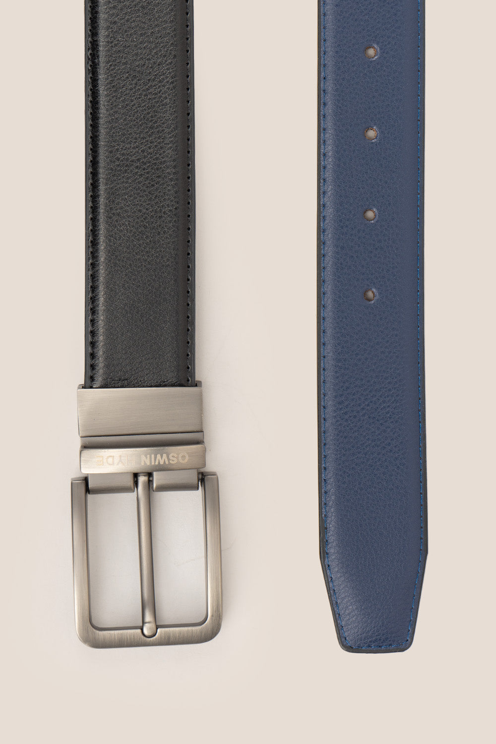 jim black-navy mens leather belt | oswin hyde