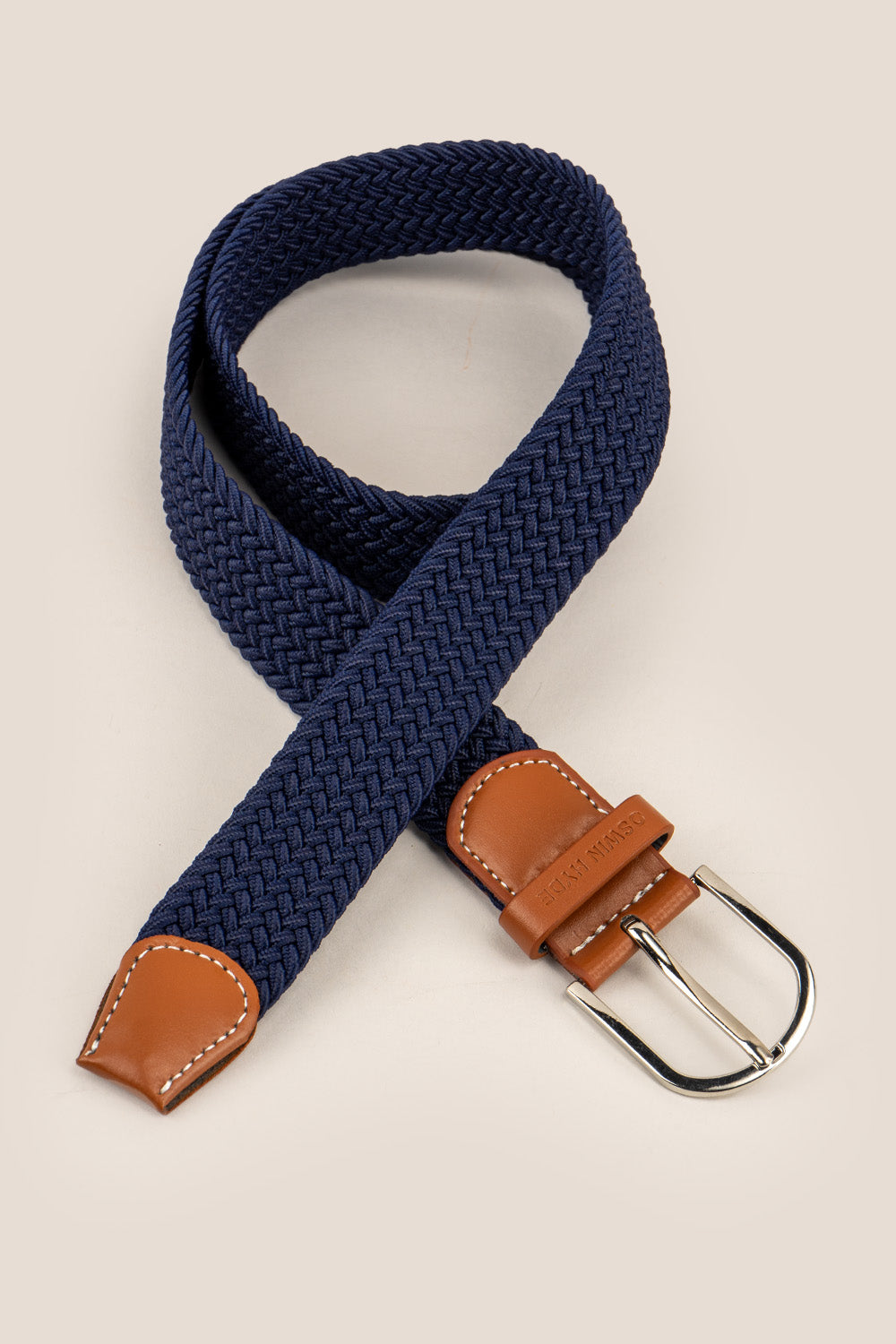 aron navy elastic leather belt | oswin hyde