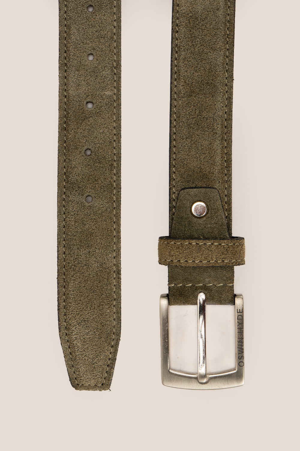 Exton Olive Suede belt for men | Oswin Hyde