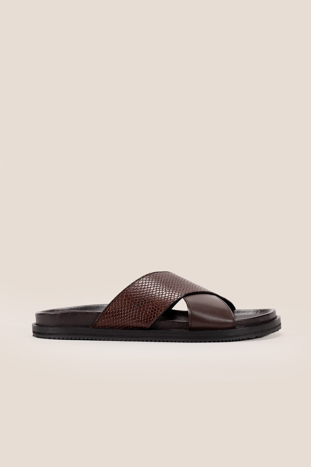 Nyle Brown cross strap sandal | Oswin Hyde