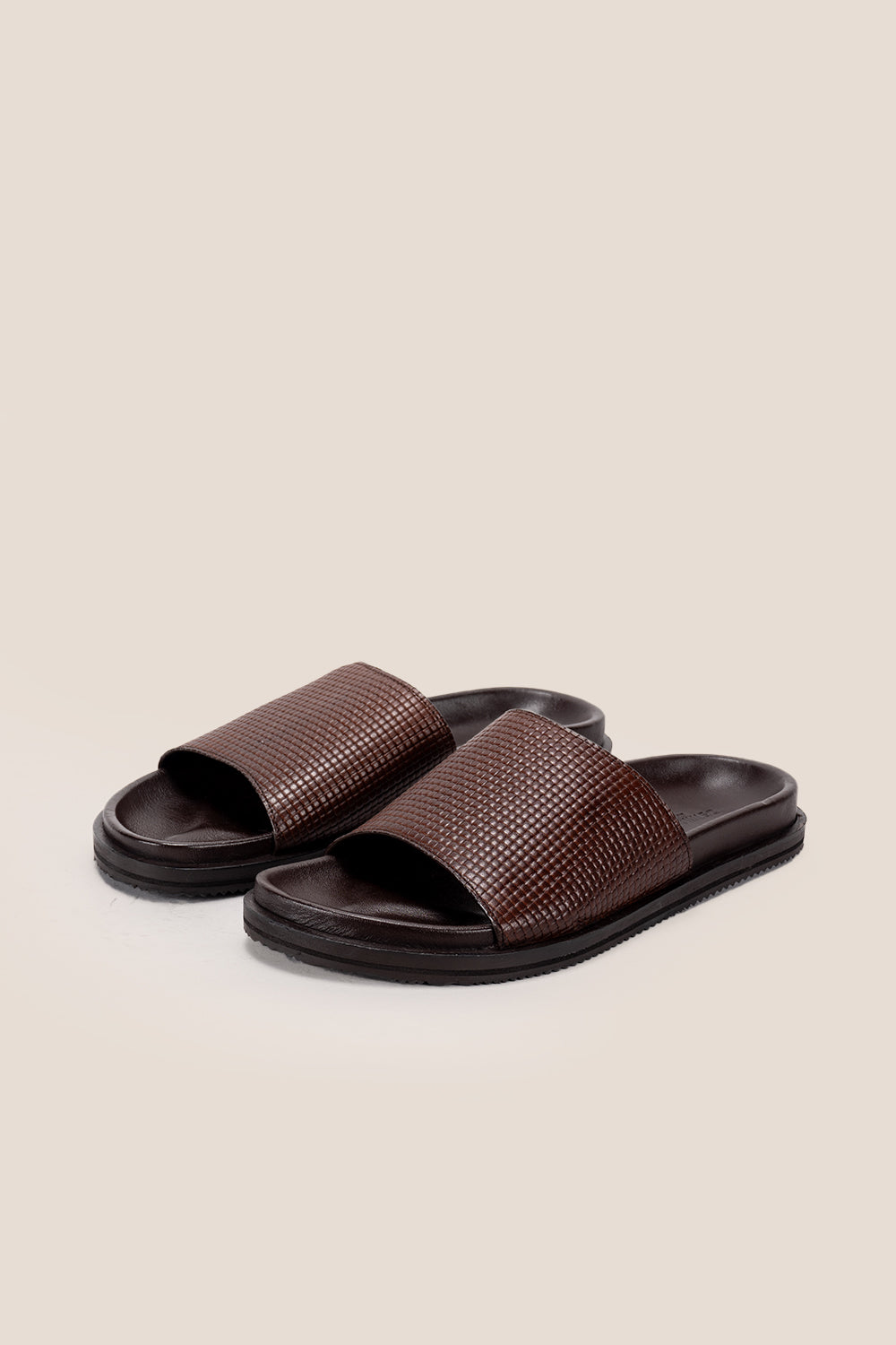 Tito Brown woven slide leather sandal | Oswin Hyde