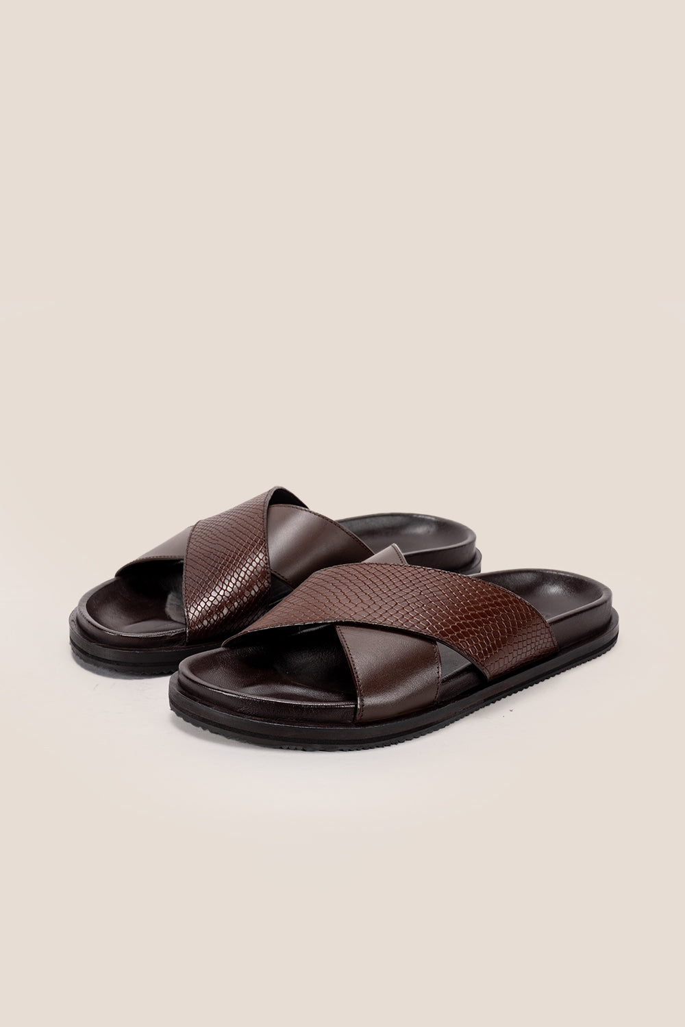 Nyle Brown cross strap sandal | Oswin Hyde