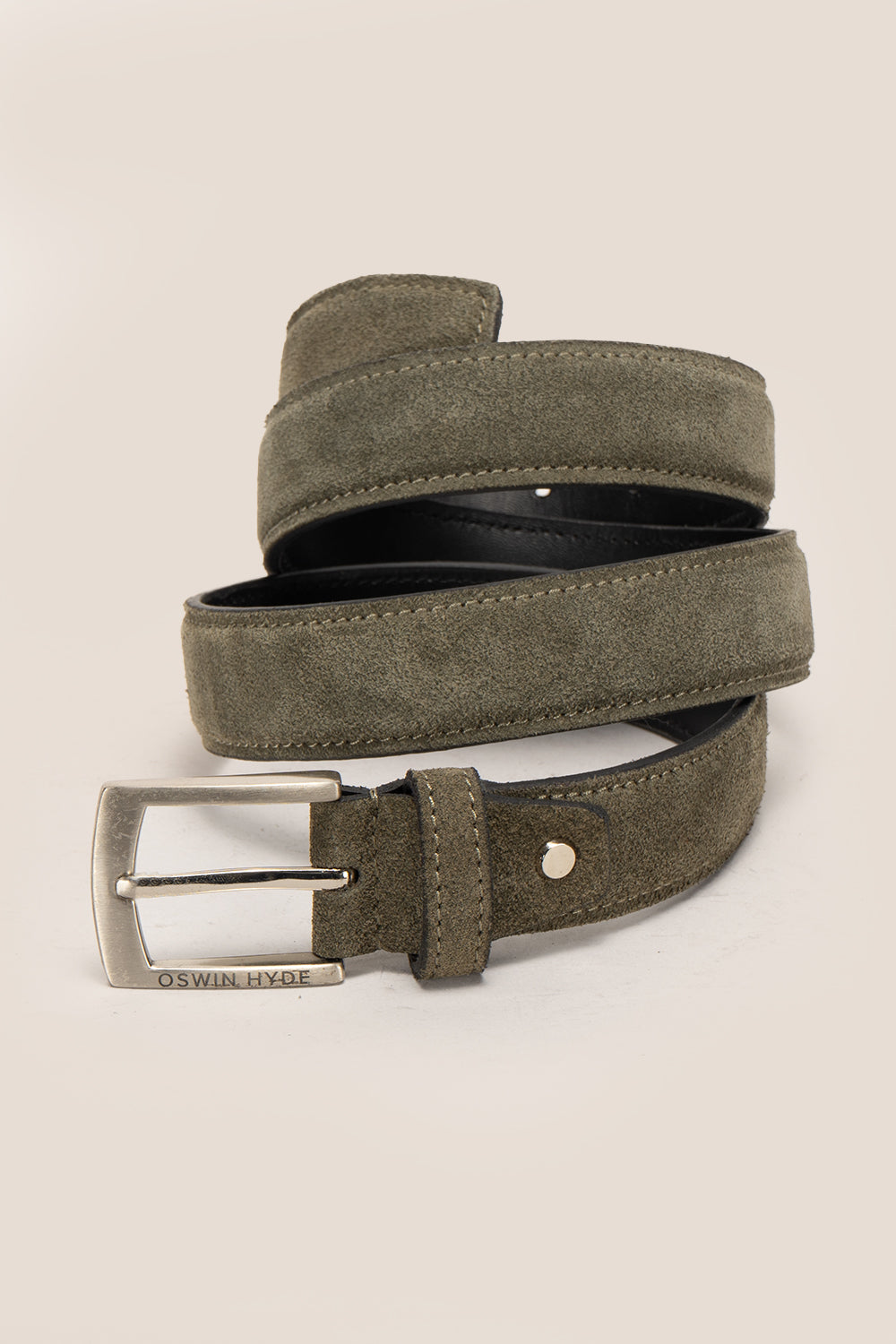 Exton Olive Suede belt for men | Oswin Hyde