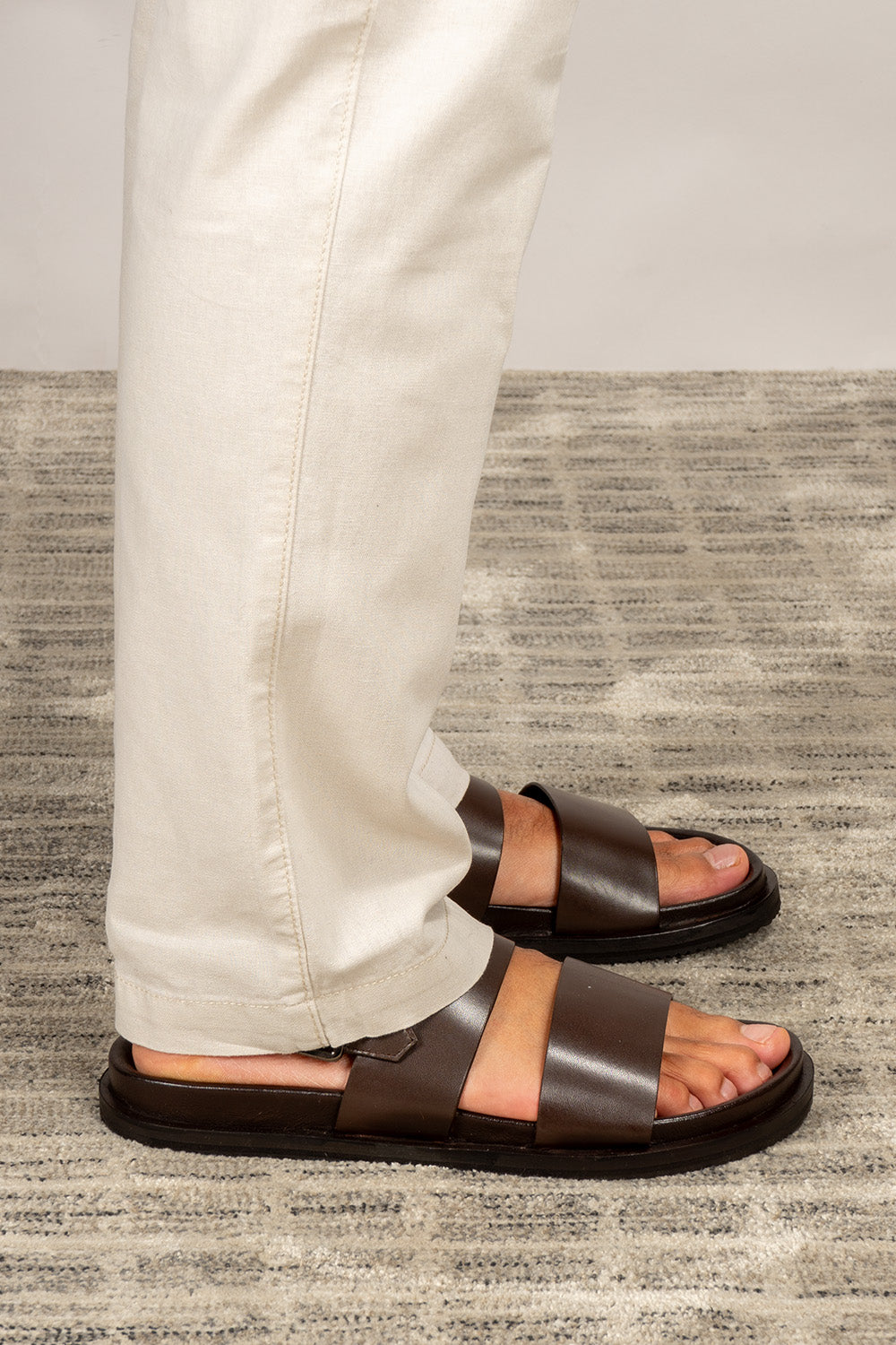 Antonio Brown double strap leather sandals | Oswin Hyde