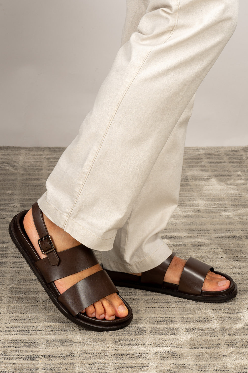 Antonio Brown double strap leather sandals | Oswin Hyde