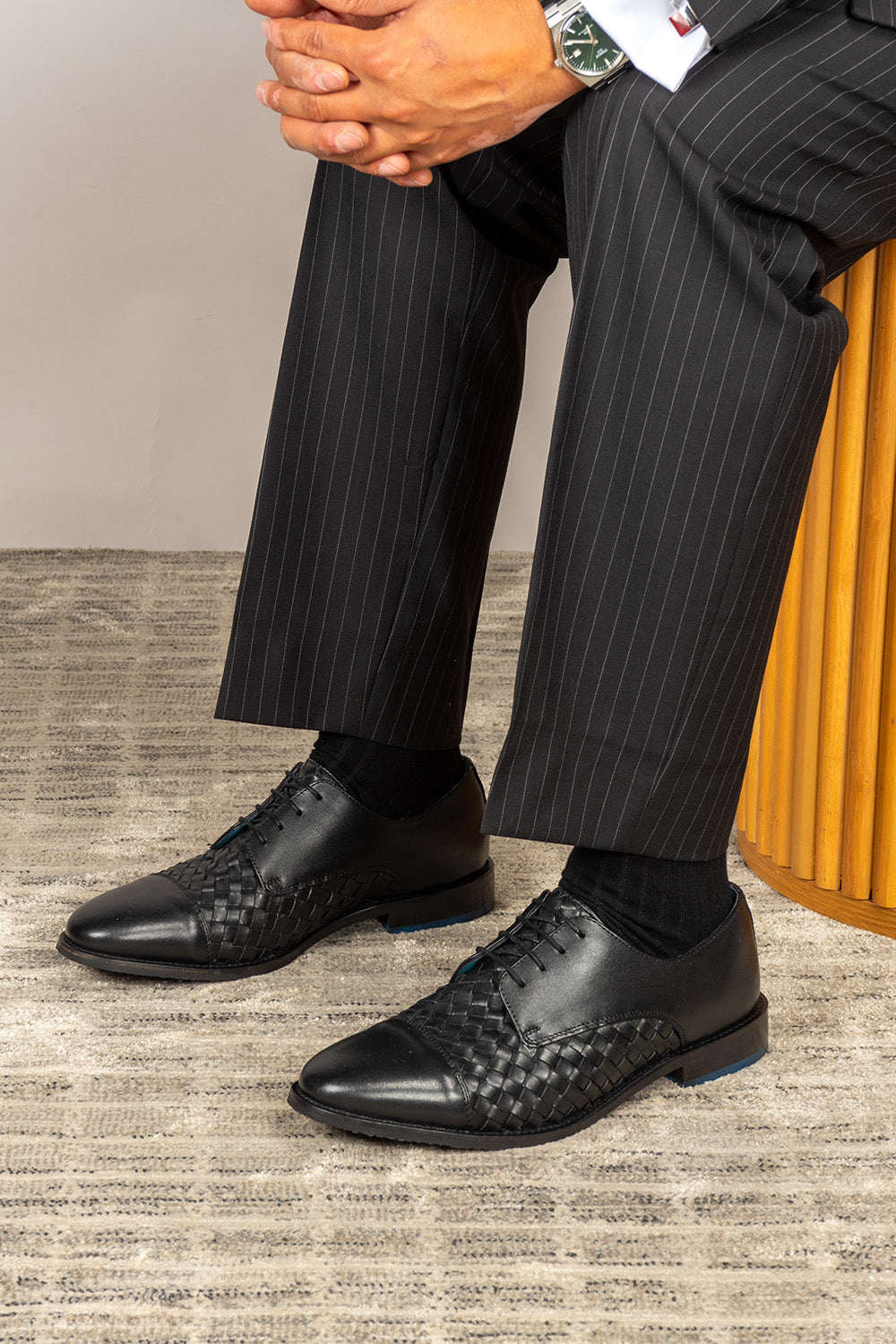 Heath Black Derby Leather Shoes | Oswin Hyde