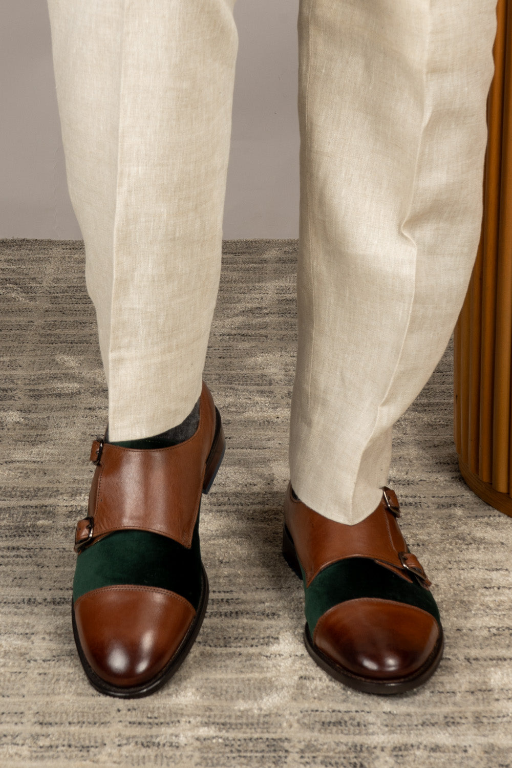 Oscar brown green monk leather shoes | Oswin Hyde